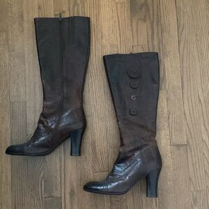 Elegant Brown Leather Knee-High Boots
